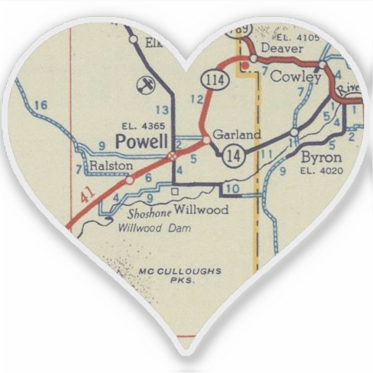 Powell Wyoming  Map Sticker (Voorkant)