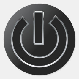 POWER Button Classic ronde Sticker, glanzend, klei Sticker