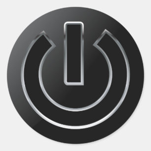 POWER Button Classic ronde Sticker, glanzend, klei Sticker