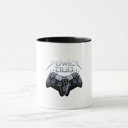 Power Duo Sleek Grey Gray Gaming Mug (Centre)