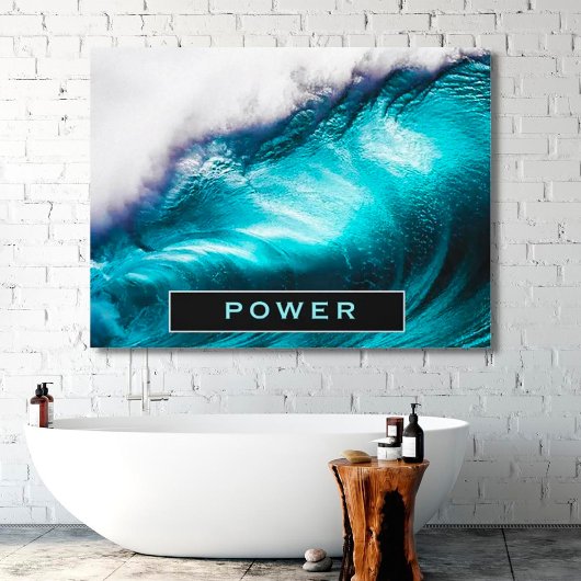 Power Inspirerend Word Ocean Wave-foto Canvas Afdruk