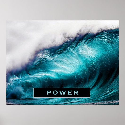 Power Inspirerend Word Ocean Wave-foto Poster (Voorkant)