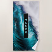 Power Inspirerend Word Ocean Wave Strandlaken (Voorkant)