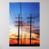 Power Line Sunset Poster Print (Voorkant)