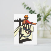 Power Lineman Electricia-werknemer Briefkaart (Staand voorkant)