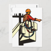 Power Lineman Electricia-werknemer Briefkaart (Voorkant / Achterkant)