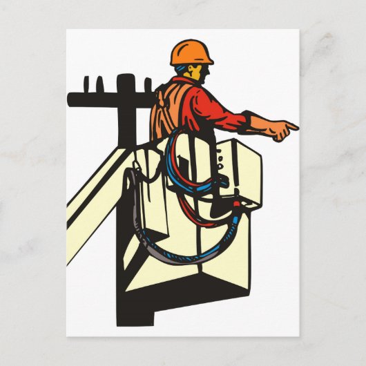 Power Lineman Electricia-werknemer Briefkaart (Voorkant)