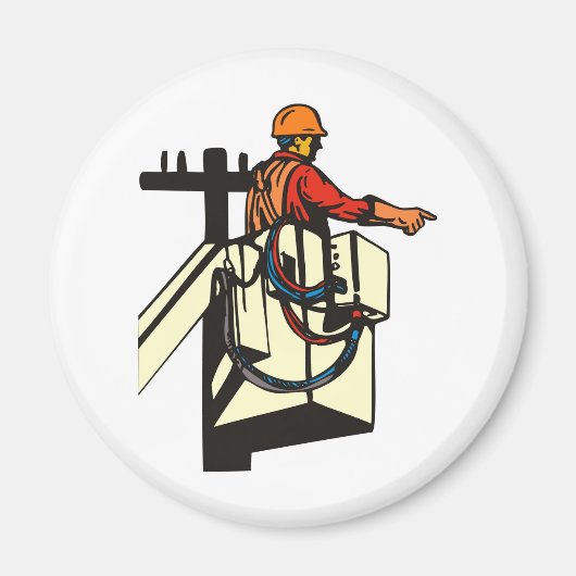 Power Lineman Electricia-werknemer Magneet (Voorkant)