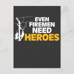 Power Lineman Gift Funny zelfs Firemen heeft helde Briefkaart