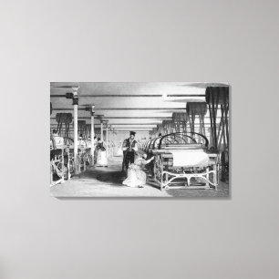 Power Loom Weaving, gegraveerd door J. Tingle, 183 Canvas Afdruk