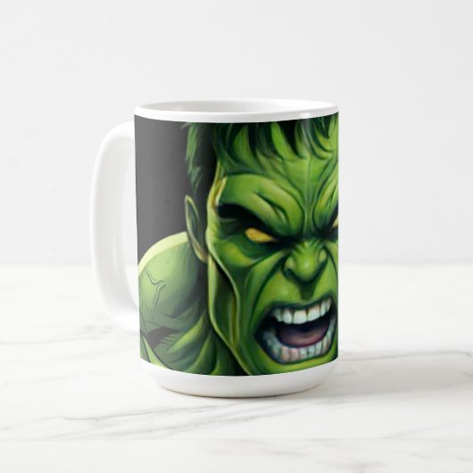 Power Monster Comic Mug – Green Muscular Creature (Devant gauche)