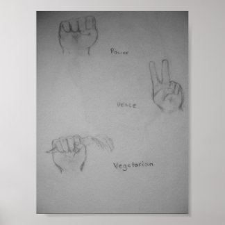 Power, Peace, Vegetarian Original Artwork Poster