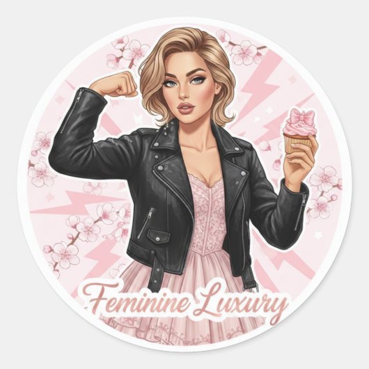 Power & Pink: Feminine Luxury Coquette Sticker (Devant)