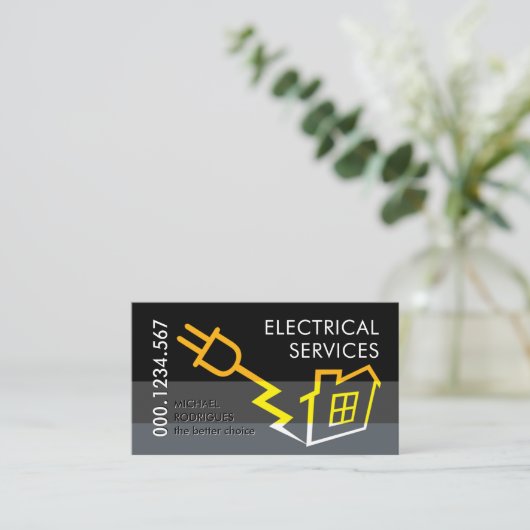 Power Plug Lightning Powers Home Visitekaartje (Staand voorkant)