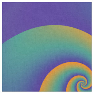 Power Spirals Fractal - oranje blauw + uw ideeën Stof