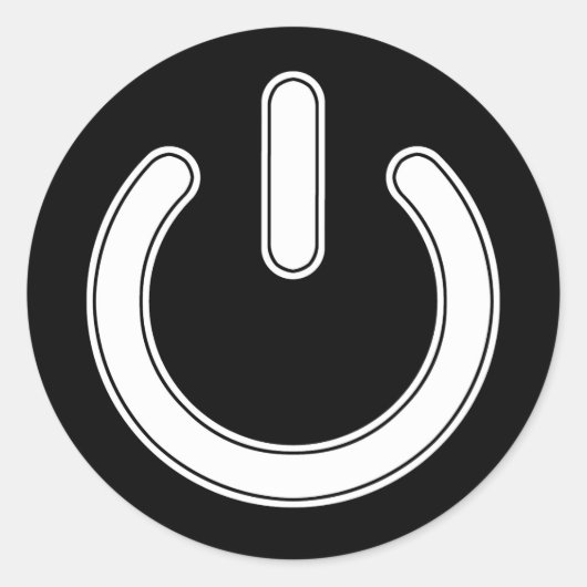 Power Symbol (zwart-wit) Ronde Sticker (Voorkant)