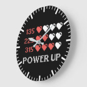 Power Up Bar, Funny, Gamer, Retro, Geek, Nerd Larg Grote Klok (Hoek)