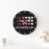 Power Up Bar, Funny, Gamer, Retro, Geek, Nerd Larg Grote Klok (Huis)