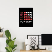 Power Up Bar, Funny, Gamer, Retro, Geek, Nerd Poster (Thuiskantoor)