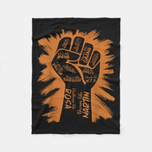 Power Vuist Hand Inspirerende Zwarte Leiders Zwart Fleece Deken