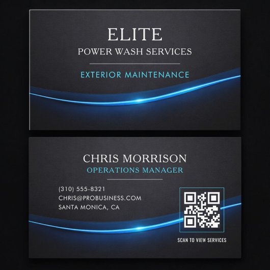 Power Wash Services QR Code Professioneel Visitekaartje