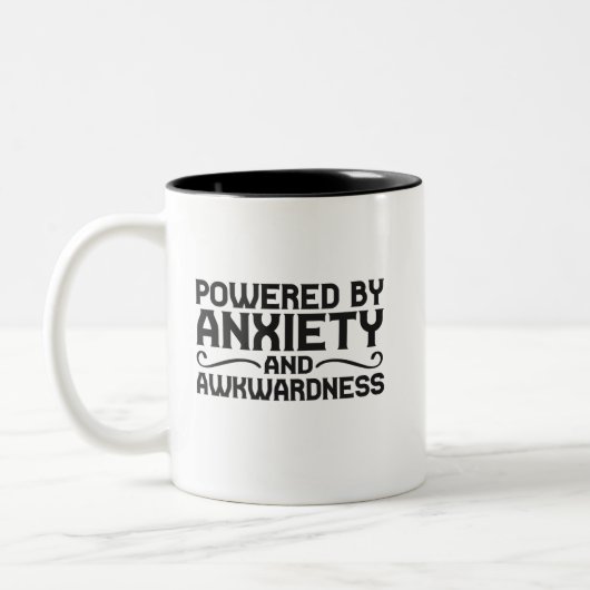 Powered By Anxiety and Awkwardness Funny Introvert Tweekleurige Koffiemok (Links)