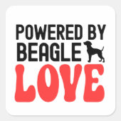 Powered By Beagle Love Vierkante Sticker (Voorkant)