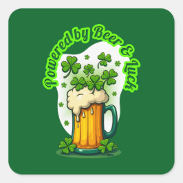Powered by Beer St Patrick’s Day - Autocolante Vierkante Sticker