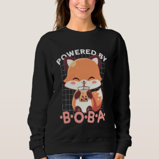 Powered by Boba Fox Kawaii Bubble Tea Anime Neko F Trui