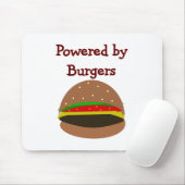 "Powered by Burgers" — grappige Hamburger Lover Gi Muismat (Met muis)