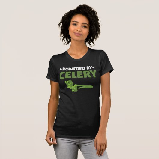 Powered by Celery Green Juice Food Veggie lover T-shirt (Voorkant volledig)