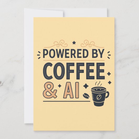Powered by Coffee & AI Retro Tech Vector Feestdagenkaart (Voorkant)