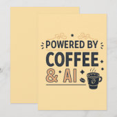 Powered by Coffee & AI Retro Tech Vector Feestdagenkaart (Voorkant / Achterkant)