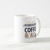 Powered by Coffee & AI Retro Tech Vector Koffiemok (Voorkant rechts)