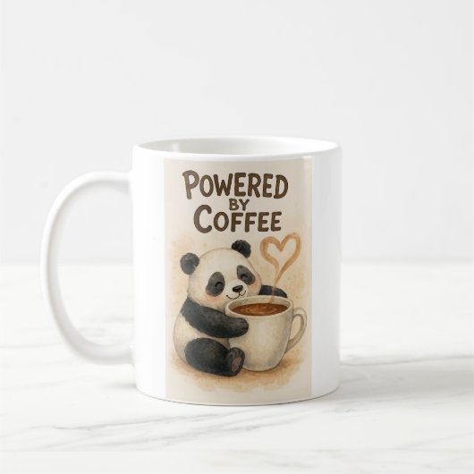 Powered by Coffee - Cute Panda Funny Mug (Gauche)