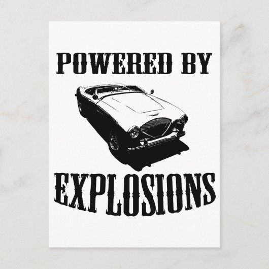 "Powered by Explosions" British Sports Car Briefkaart (Voorkant)