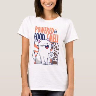 Powered by Food Smell | Funny Cat Design T-shirt