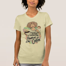 Powered by Love & Coffee beroemd gemaakt door Funn T-shirt