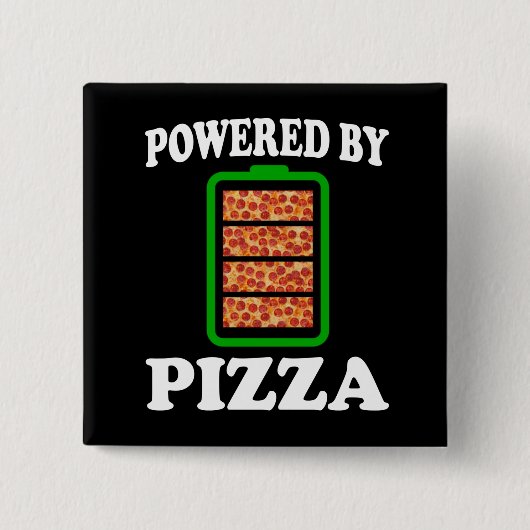 Powered by Pizza - Funny Pizza Vierkante Button 5,1 Cm (Voorkant)