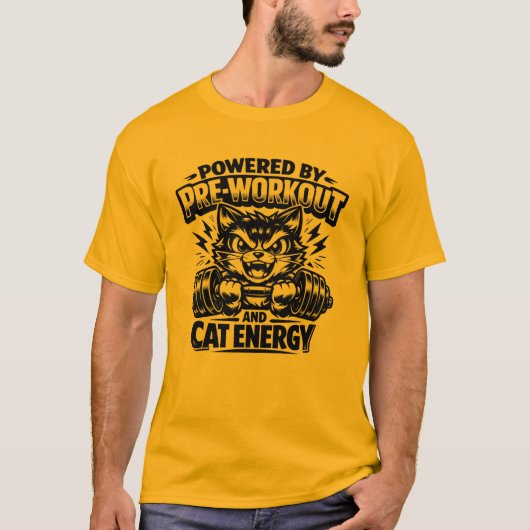 Powered By Pre Workout And Cat Energy T-Shirt (Devant)