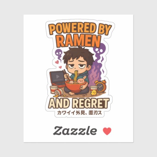 Powered by Ramen and Regret Sticker (Vel)