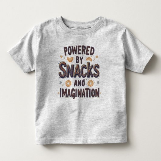Powered by Snacks Imagination Funny Food Quote Typ Kinder Shirts (Voorkant)