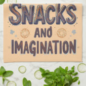 Powered by Snacks Imagination Funny Food Quote Typ Theedoek (Gevouwen)