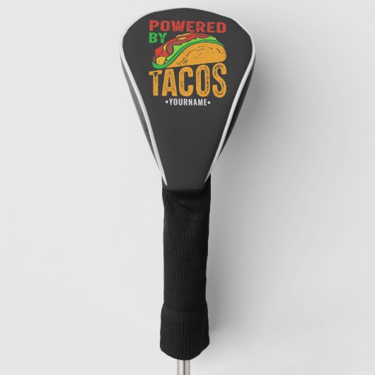 Powered By Tacos Mexican Food Lover Golfheadcover (Voorkant)