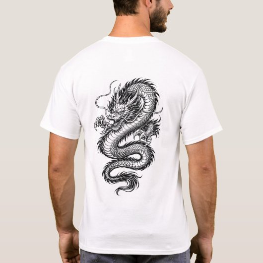 Powerful Eastern Dragon Illustration Tee T-shirt (Achterkant)