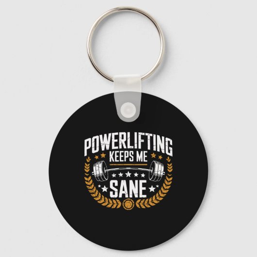 Powerlifting houdt me gezond Pun Gym Powerlifter Sleutelhanger (Voorkant)