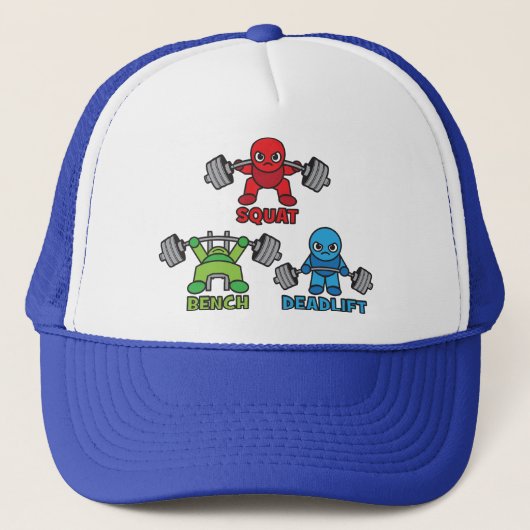 Powerlifting Kawaii - Squat, Bench Press, Deadlift Trucker Pet (Voorkant)