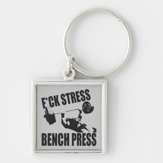 Powerlifting Motivatie - F*CK Stress, Bench Press Sleutelhanger (Voorkant)
