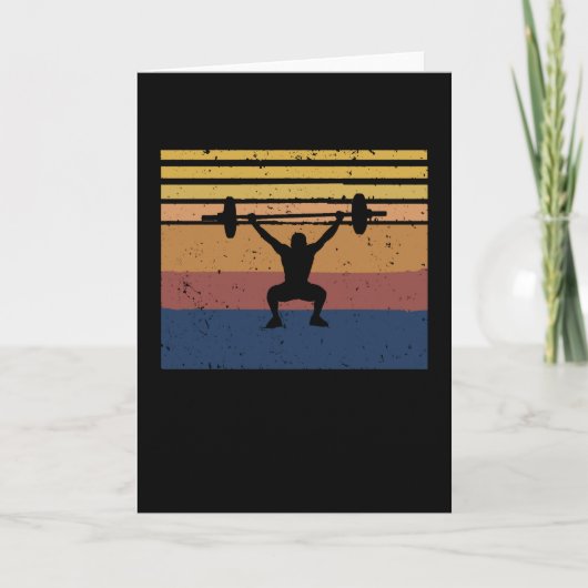 Powerlifting Retro Zonsondergang Bodybuilding Gift Kaart (Voorkant)