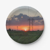 Powerline het Landschap van de Zonsondergang Papieren Bordje (Voorkant)